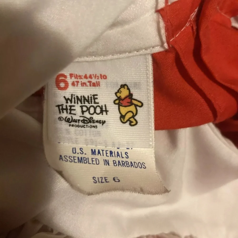 8-20 Vintage Girls Dress Red 6 Smocked Winnie The Pooh Made In USA Up To 47”